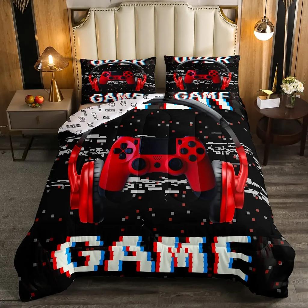 Gaming Bedding Set Game Bed Cover 135 For Adults Kids Soft Microfiber Modern Gamepad Duvet Cover Decorative With Pillowcase