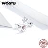 WOSTU 100% 925 Sterling Silver Flower Earrings Clean And Pure Petals Simple Design Earrings