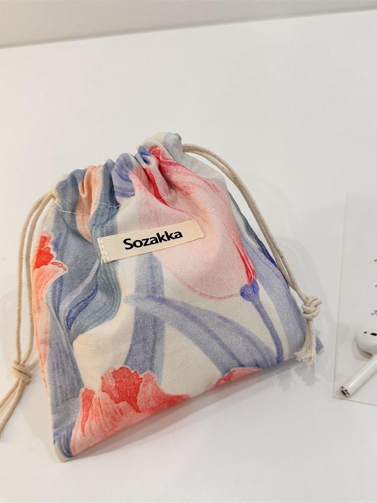 Fresh And Sweet Pink Tulip Fabric Storage Bag Soft Dustproof Organizer Drawstring