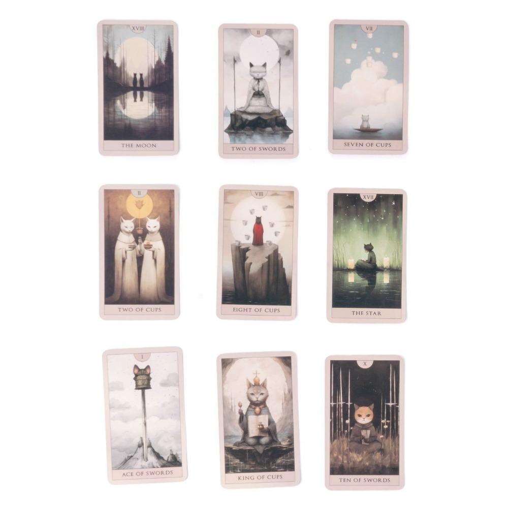 Surrealist Cat Tarot Cards 10.3*6cm - Aesthetic 78-Card Whimsical Deck with Soft Pastel Illustrations