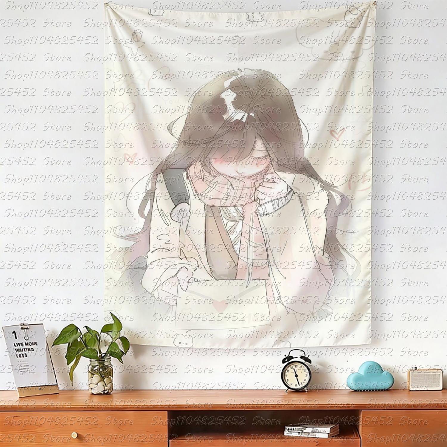 Kawaii Home Decor Wall Hanging Tapestry Cute Home Decor Tapestry Anime Girl Tapestry Cute Girl Tapestry 74x94cm(29x37in)