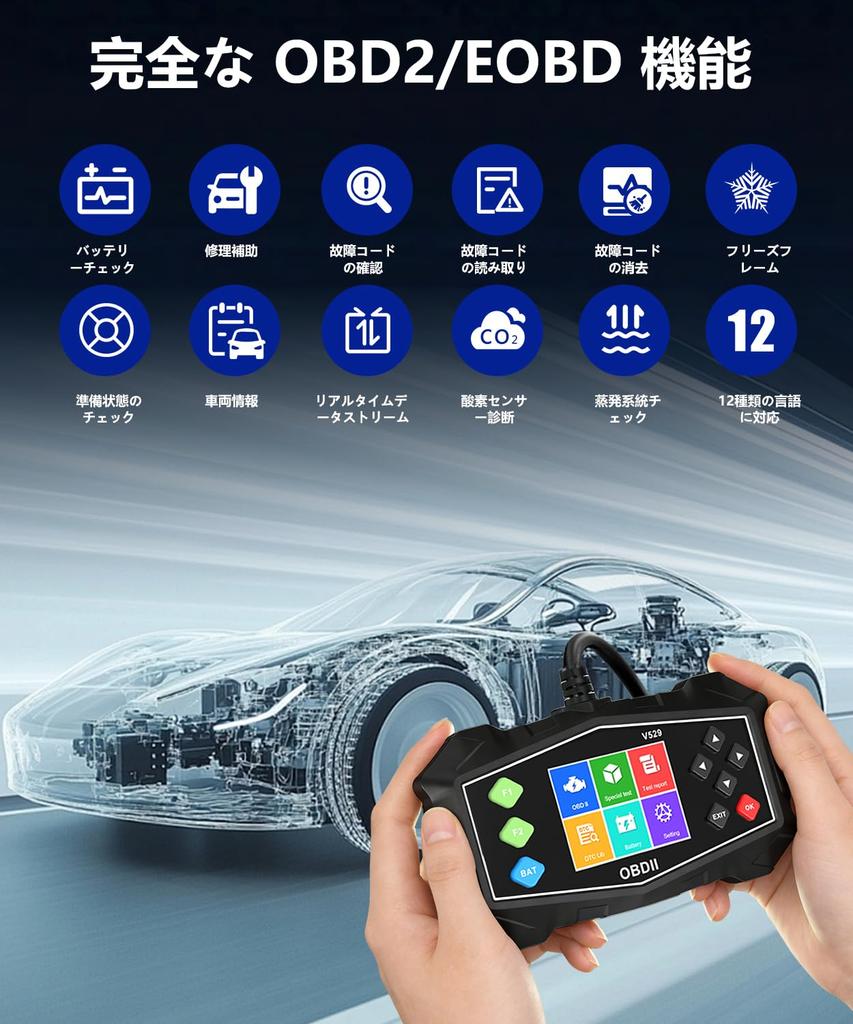 OBD2 Diagnosewerkzeug mit Motor Kohlendioxid Kraftstoffanalyse Luftstrom 6 Resets 4 Systeme Professioneller Scan Cloud Druckbar Diagnose Lebenslang Kostenlos