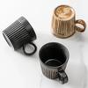 Creative 170ml Retro Ceramic Coffee Cup with Handle Striped Heat-resistant Breakfast Milk Oatmeal Mug Couple Cups Gift Mug