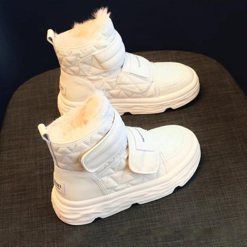 Velcro letter snow boots women s autumn new velvet warm platform women s shoes fashion high-top large cotton shoes 35 белый