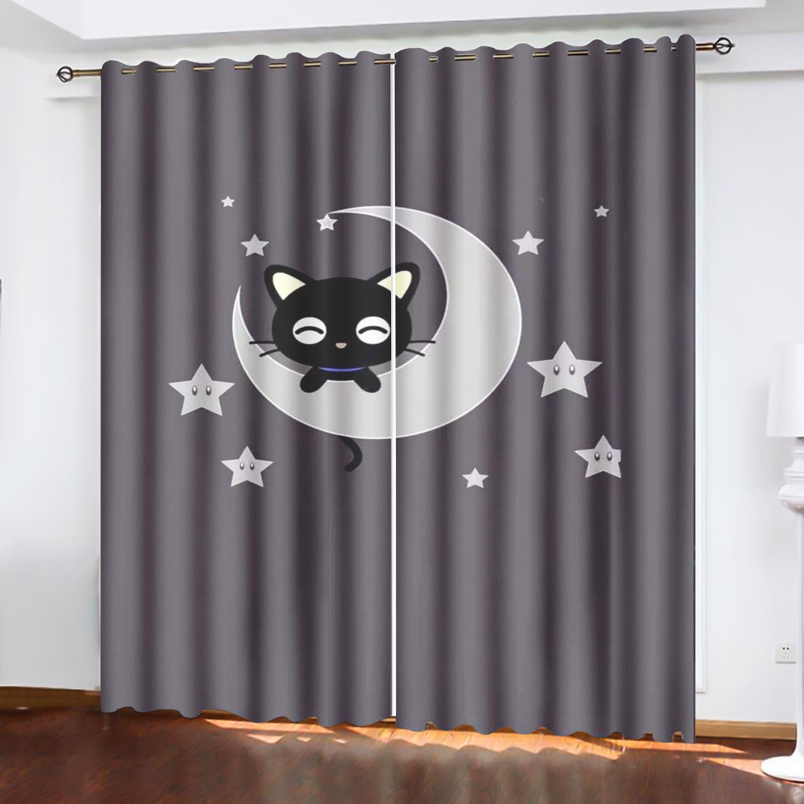 

MINISO Cartoon Curtain Chotocat Blackout Polyester Animated Fashion Suitable For Bedroom Kids Adult Gifts Room Decoration 150x166cm&Grommet Top