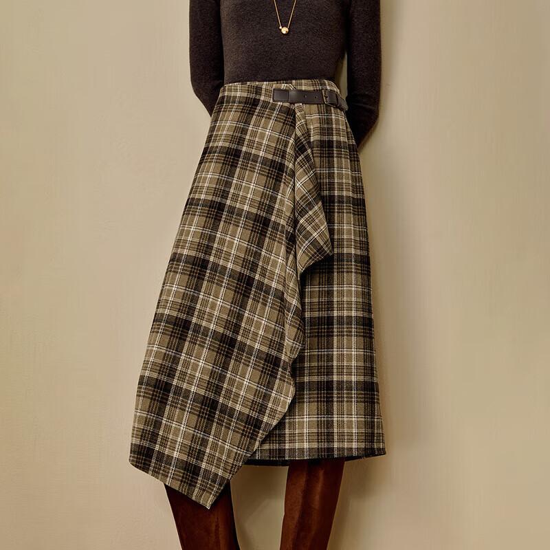 Inman Women s Retro Plaid Ruffle Midi Skirt S