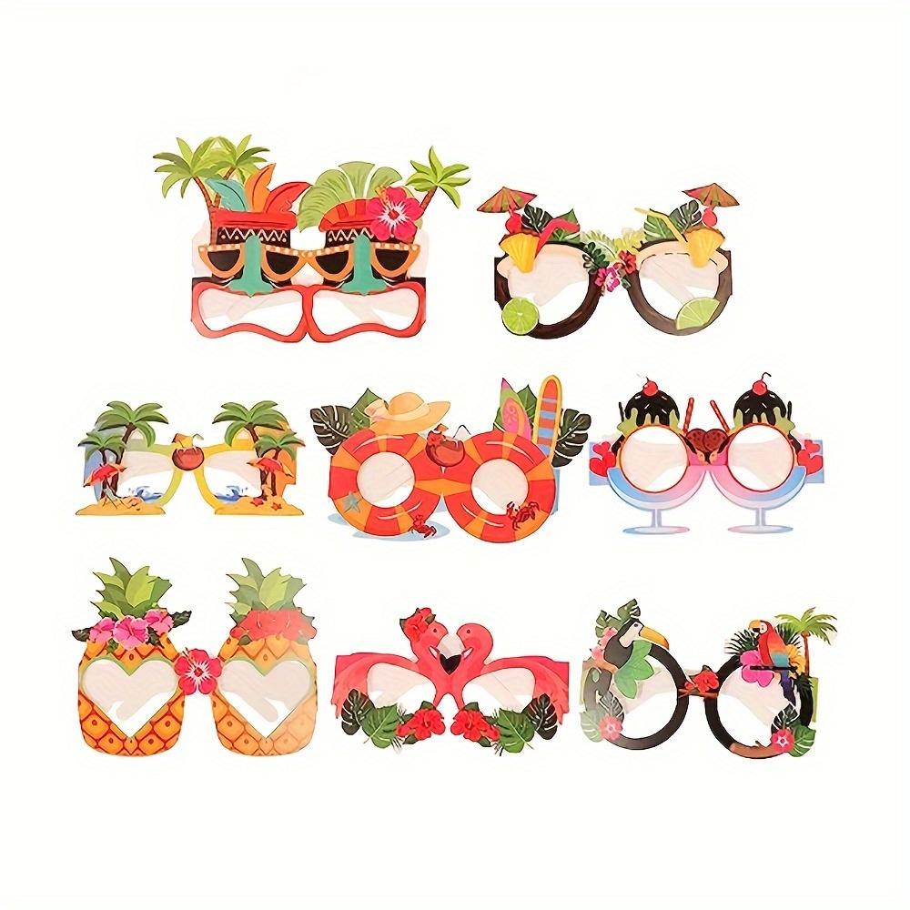 8PCS Beach Party Paper Glasses Prefer Hawaiian Party Glasses Tropical Party Photo Props Makeup Accessories Summer Beach Party Supplies