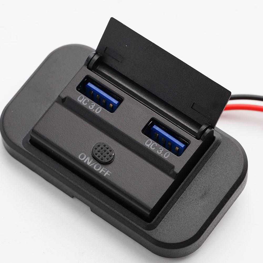 12V/24V Car USB Charger Socket Dual USB Ports Waterproof Dustproof Fast Charge Power Adapter for Most Cars Motorcycles Boats RV