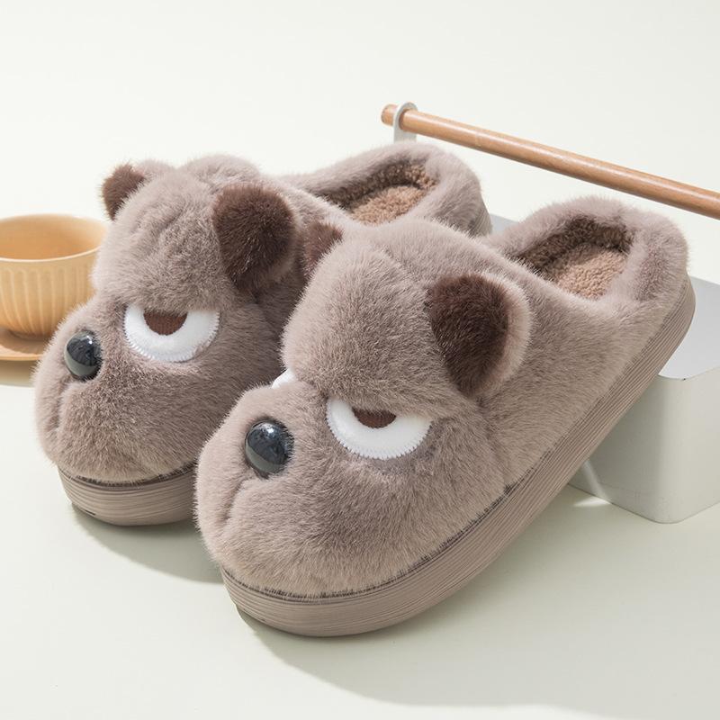 Fashion Women Slippers Winter 2025 New Warm Fluffy Comfortable Shoes Couples Home Slippers Cute Cartoon Fun Dog Indoor Floor Slippers