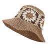 Women Sun Beach Crochet Flowers Hat Fisherman Hat Tourism Female Vacation Paper Straw Bucket Hat