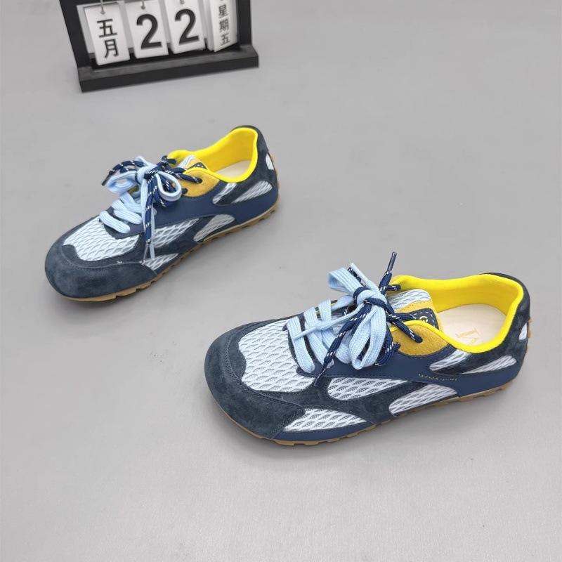 Soft leather mesh German training shoes women's 2025 summer new round head thick sole thin fashion breathable casual sports shoes tide