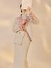 New Chinese Embroidered Wool Coat & Skirt Set - Women's NY027