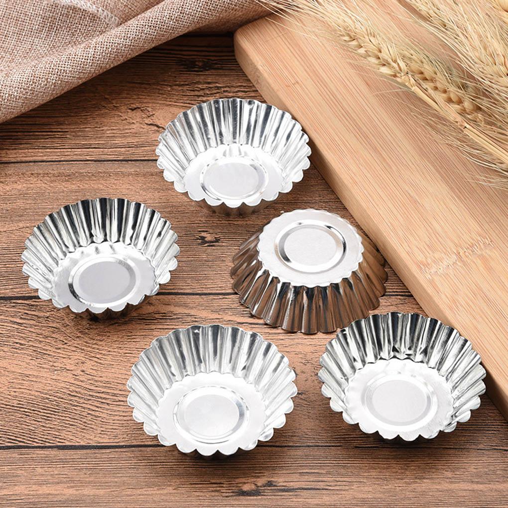 50pcs Egg Baking Cups Reusable Tinplate Non-Stick Cupcake Muffin Cookie Pudding Mold Lined Mould