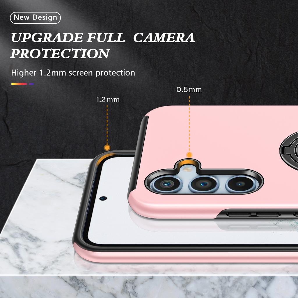 For Samsung Galaxy S24 FE Case PC+TPU Phone Cover with Rotatable Ring Holder
