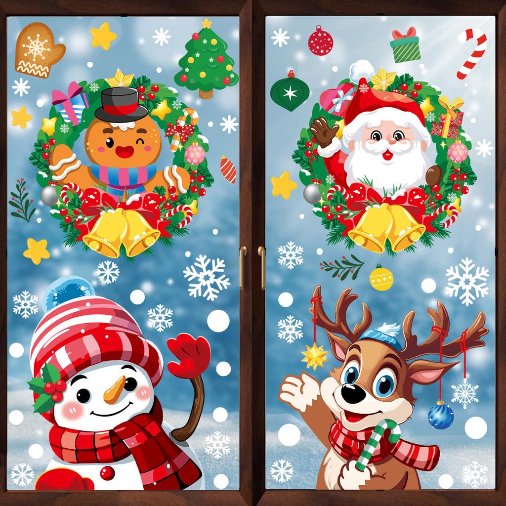 Christmas Window Stickers Santa Claus Reindeer Snowman and Elf Design Festive Merry Christmas Happy New Year Window Clings Gift