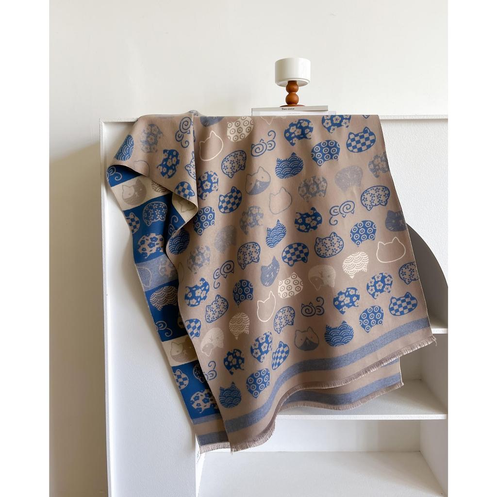 NEW Women Pashmina Scarves Fringe Wrap Winter Warm Fashion Brands Designer Cashmere Kitten two-sided Scarf Blanket Soft Shawls