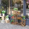 Flower Stand Plant Shelf 6 Tiers Four-Tier Flower Shelf Flower Staircase Flower Ladder Solid Wood Carbonized 98 x 28 x 96.5 cm