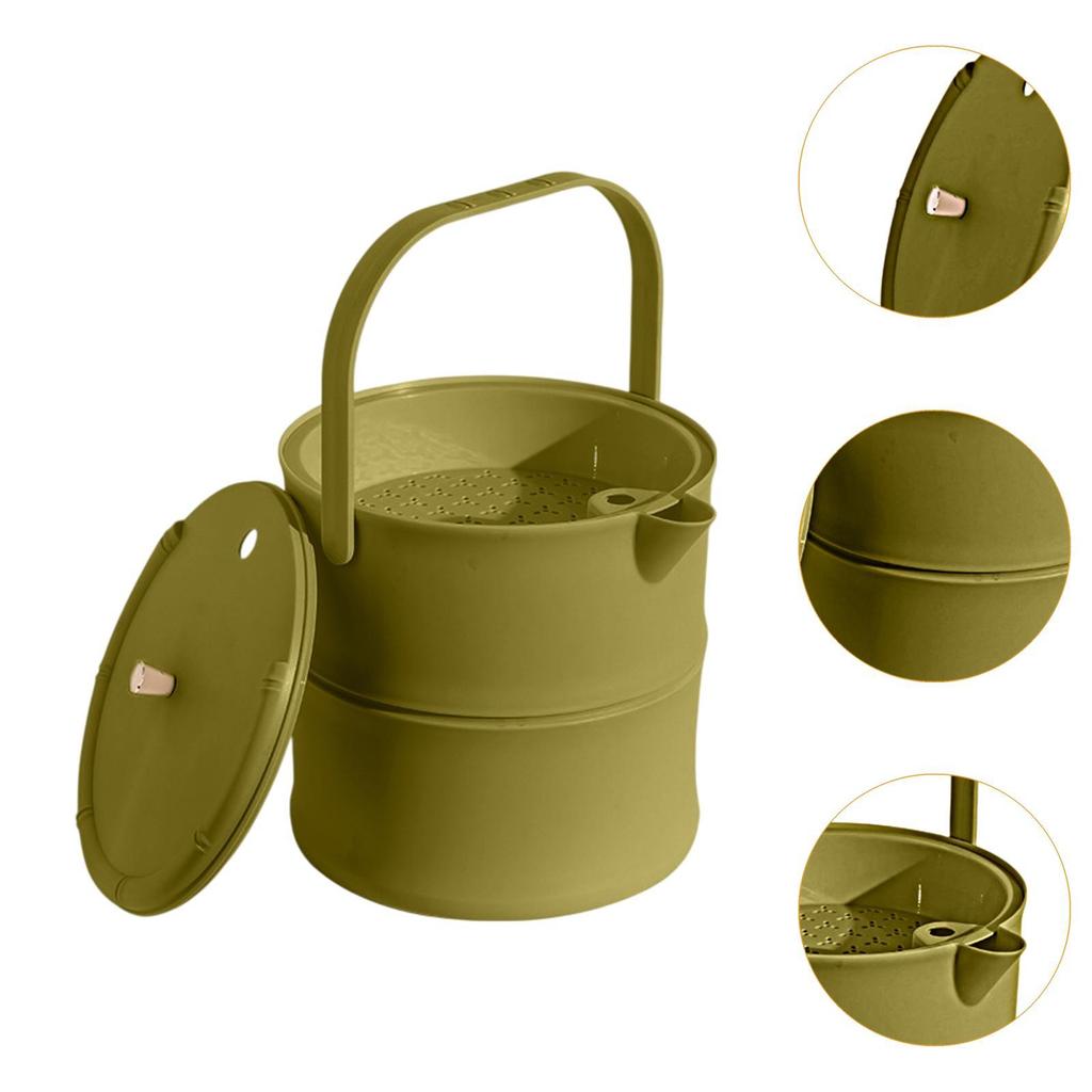 Tea Waste Bucket Waste Can Portable with Strainer Disposal Bin with Lid Liquid