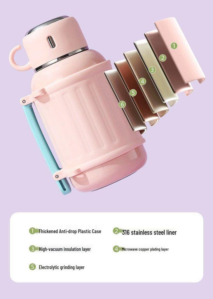 Large Capacity Insulated Thermos Flask – Portable Water Cup for Students, Men & Women