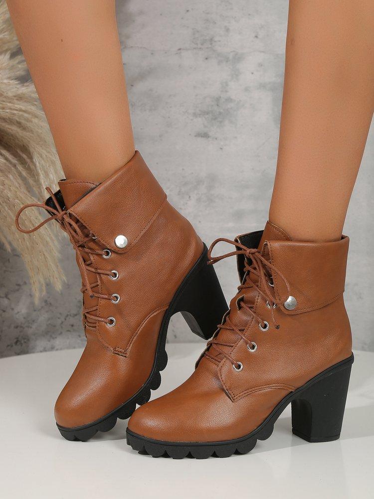 Autumn and Winter High-heeled Thick-heeled Women's Boots Muffin Thick-soled Large-size Short Boots Women's Martin Boots