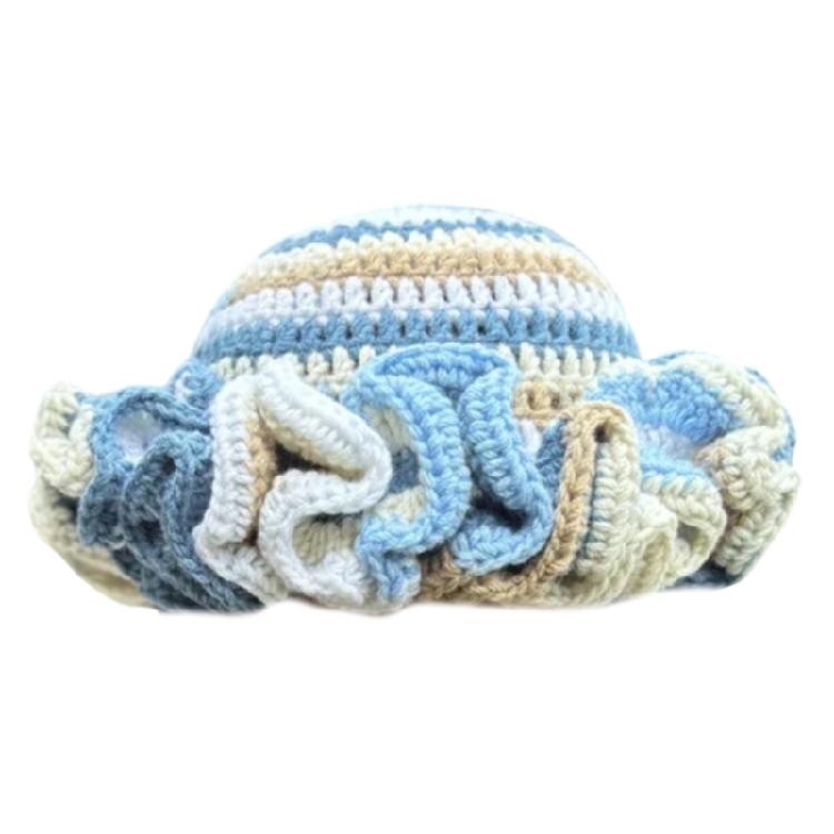 Вязаная крючком шляпа-ведро для женщин с пэчворк-отделкой из рюшей, элегантная шляпа-рыбака, для фотосессии, путешествий, широкополая шляпа-ведро