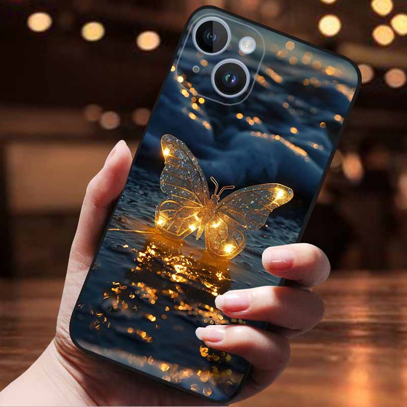 

Чехол Butterfly для iPhone 16 Pro Чехол для телефона Apple iphone16 15 Plus Pro Max Защитный Задний Бампер Крышка Роскошный Милый Чехол Оболочка -iPhone 15 Pro max