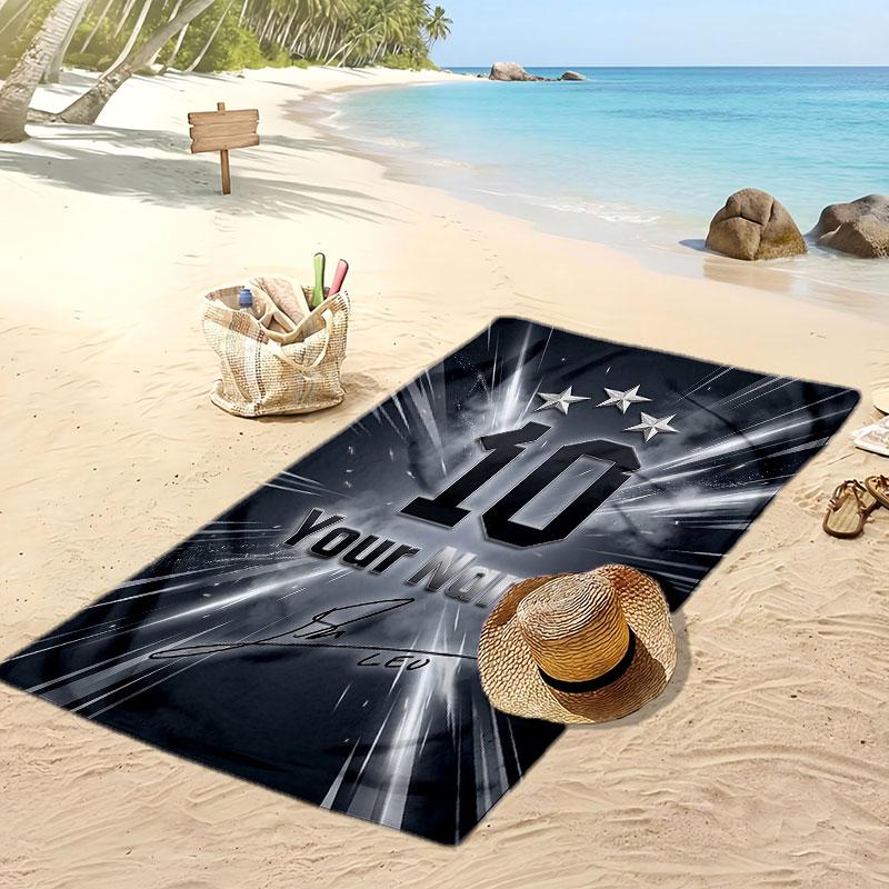Asciugamano da Spiaggia Personalizzato Stampato Lionel Messi Logo Calcio Supporto Nome Personalizzato Testo Asciugamano Assorbente Per Sport Viaggio Regalo Speciale