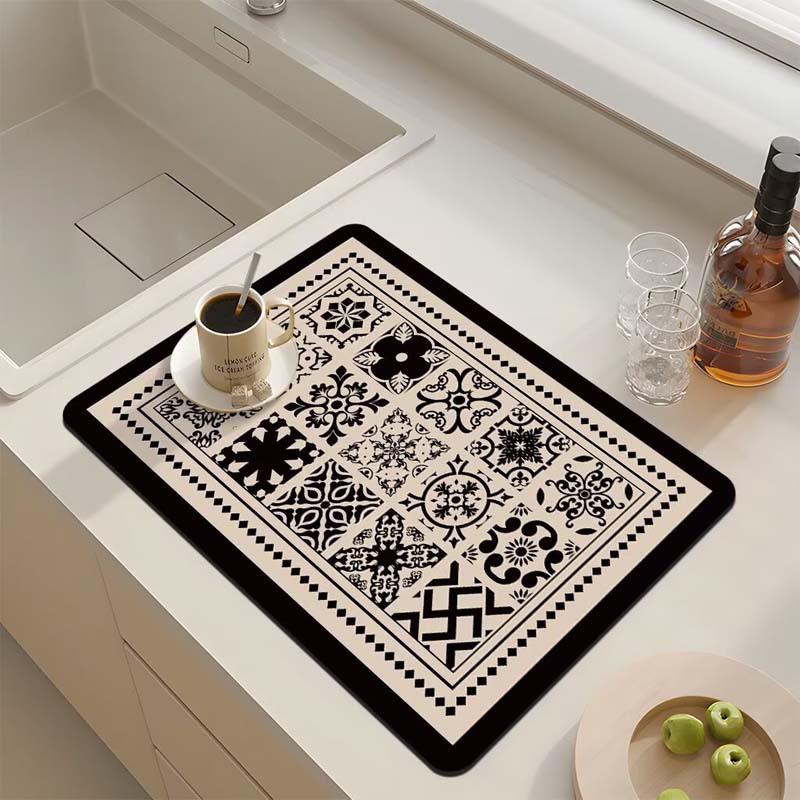 

Коврик для кофеварки Ретро Коврики для сушки посуды для кухни Нескользящая дренажная подкладка Быстросохнущая Подставка для столовой посуды Моющаяся