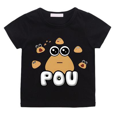 POU Niedlicher Aufdruck Anime T-Shirts Kinder Cartoon Manga T-Shirt Kawaii Comic 100% Baumwolle Kurzarm Jungen/Mädchen T-Shirt Teenager