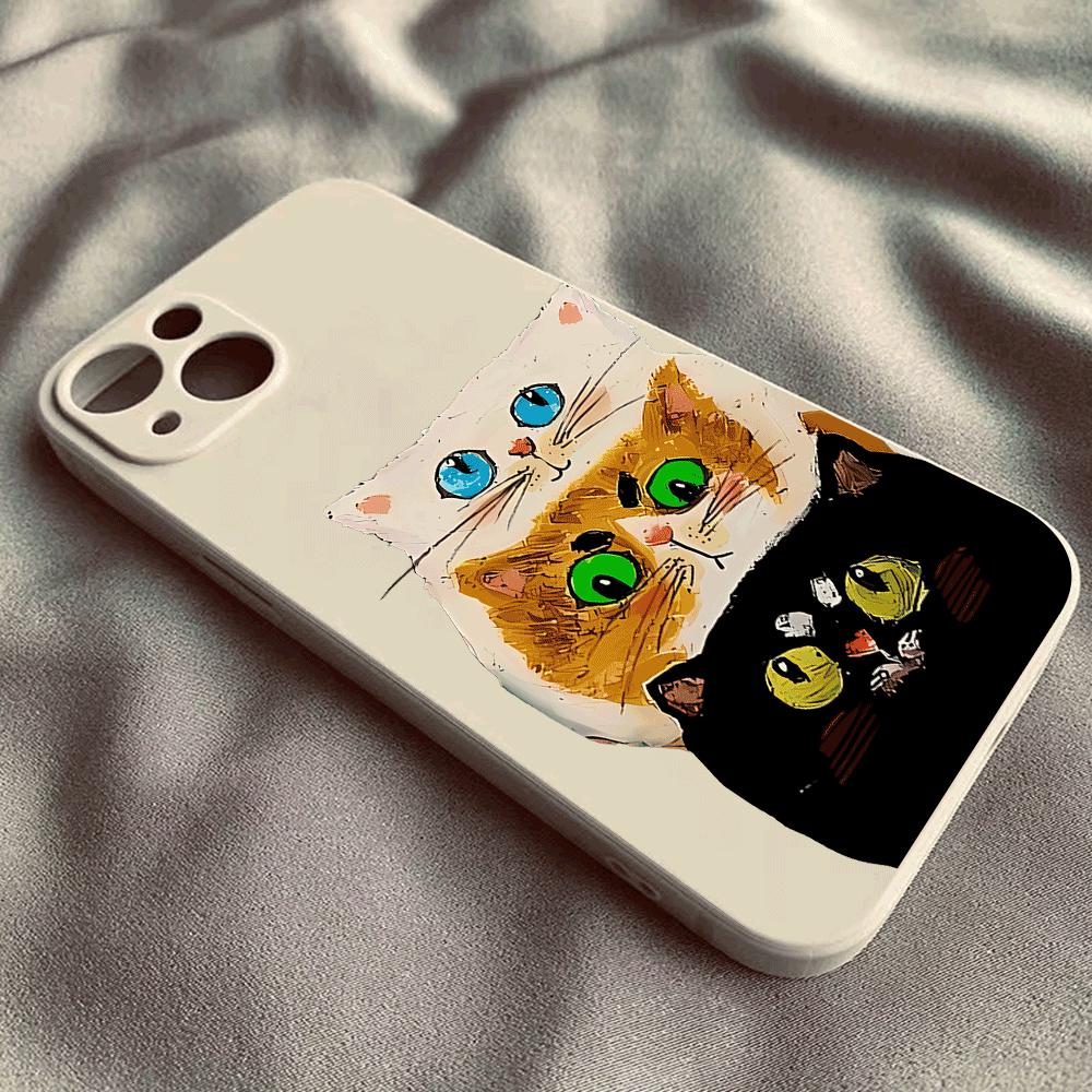Drei Katzen Silikon Handyhülle für iPhone 14 15 16 Plus für iPhone 13 14 15 12 11 16 Pro Max 12 Mini XS Max TPU Schutzhülle