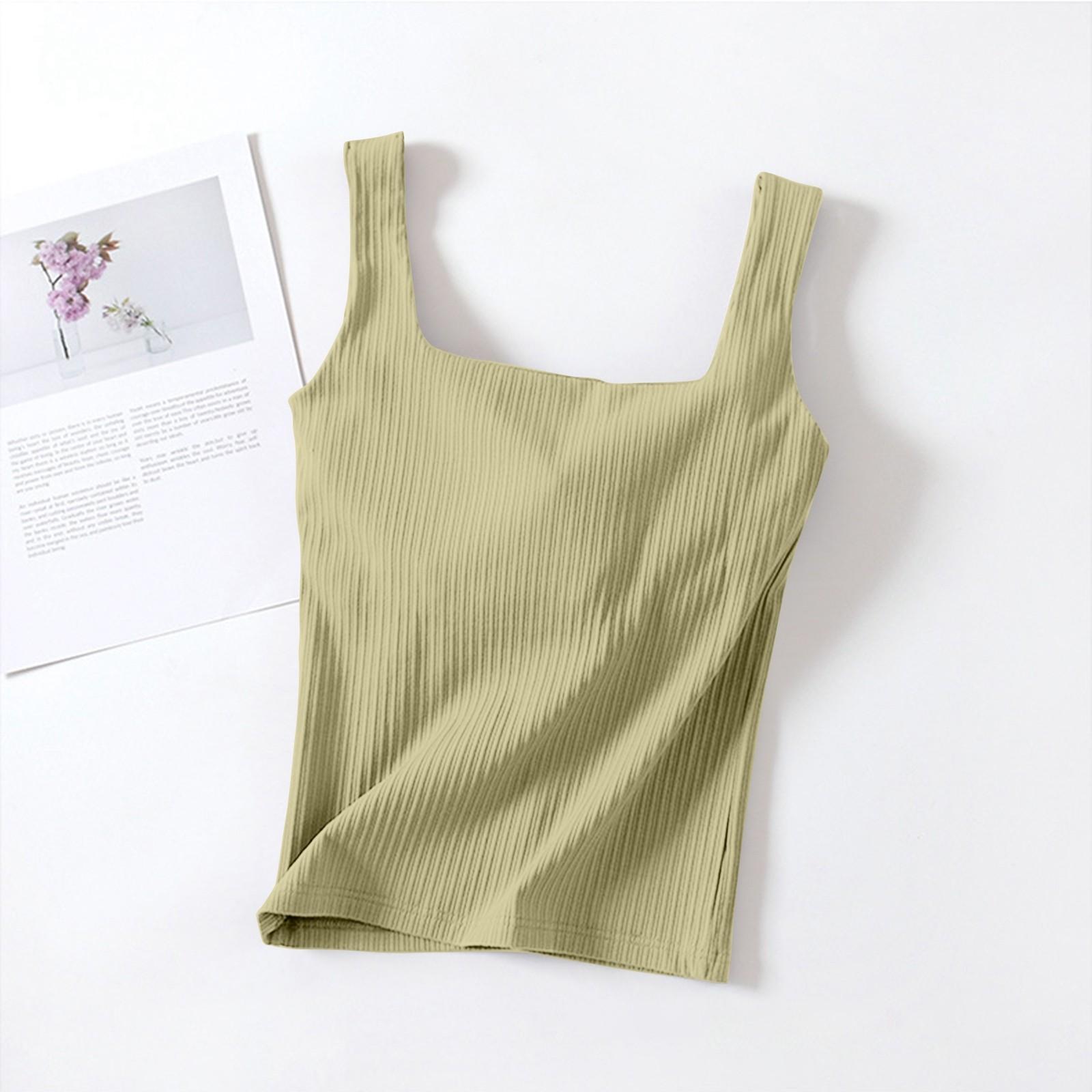 

Женская майка-топ без рукавов, женская летняя цельная без стального кольца с нагрудной накладкой L зелёный