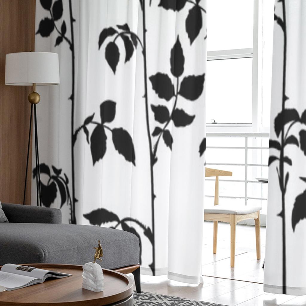 Watercolor Sheer Curtains For Living Room Red Rose Flower Branches Bedroom Tulle Curtains Kitchen Window Treatments Panel Drapes