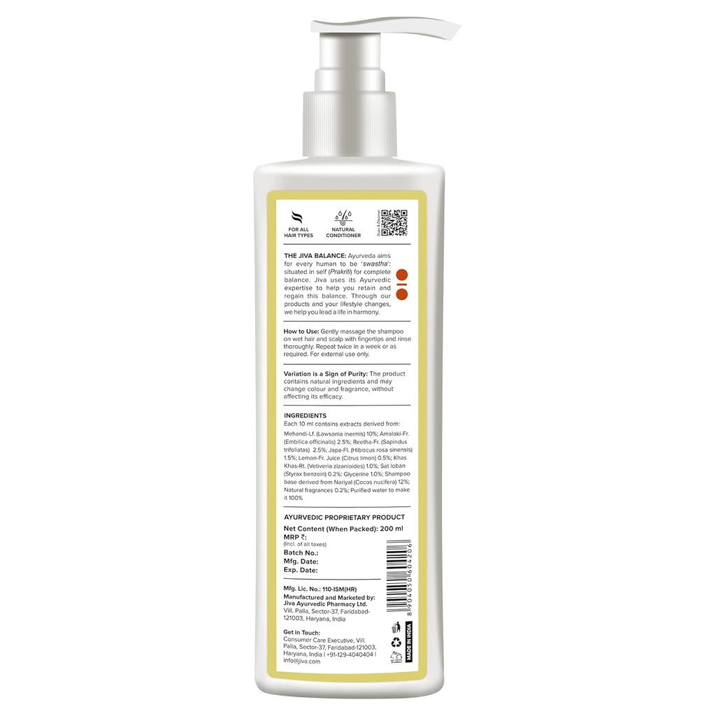 Jiva Heena Shampoo 200 Ml Pack Of 1 Deep Cleansing Hair Wash For Long Healthy Strong Hair With Natural Shine Care