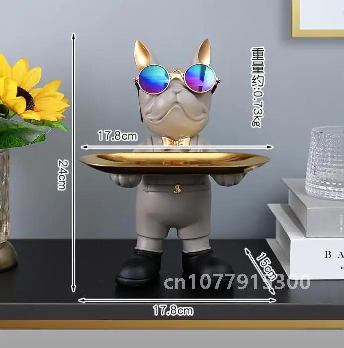 Bulldog Animal Figurines,Home Decoration Accessories,Table Ornaments,Storage Tray,Dog Model Statue,Sculpture Living Room Decor