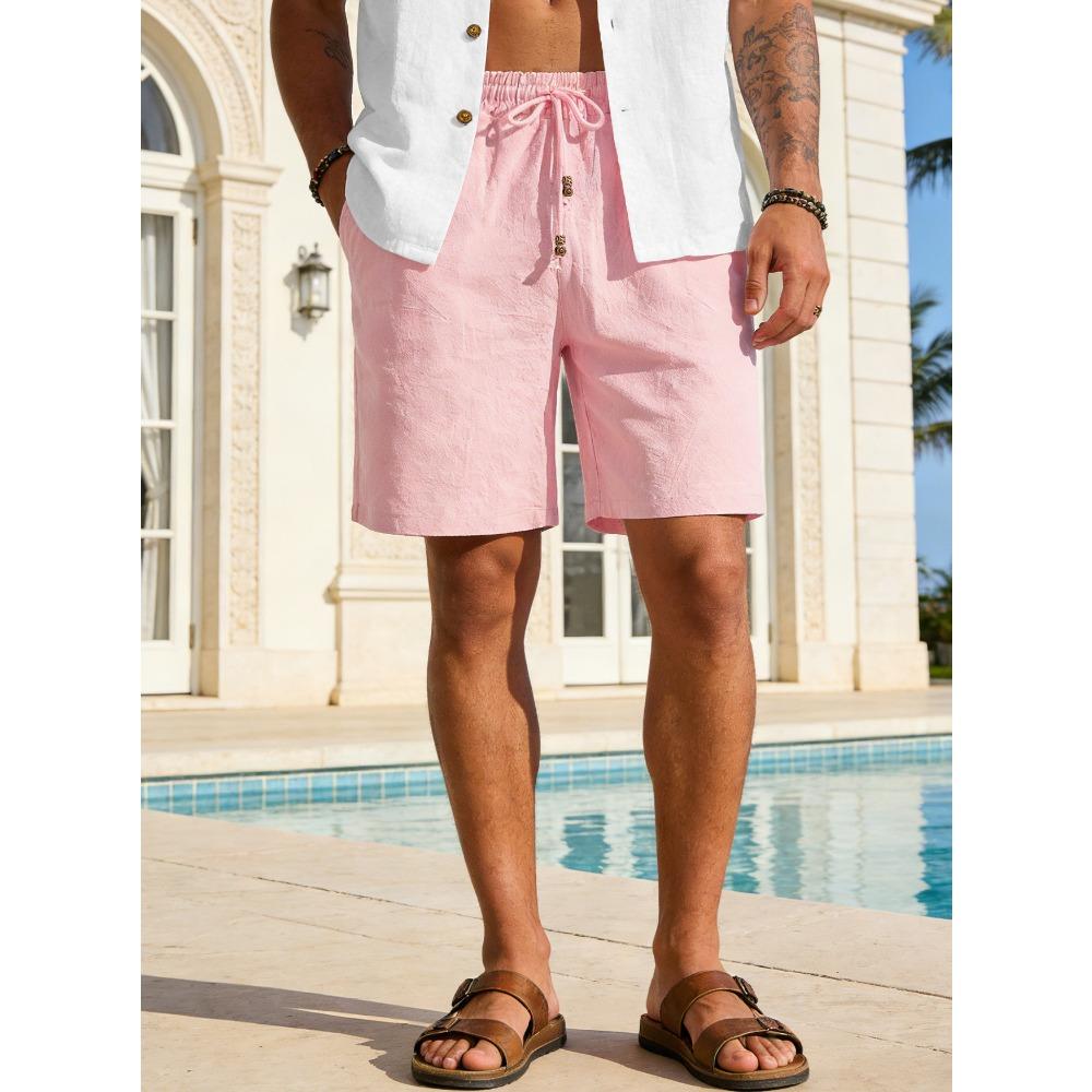 

Summer Men s Trendy Brand Ice-Cool Quick-Dry Casual Loose Shorts Lightweight Relaxed-Fit Casual Athletic Cropped Pants S розовый