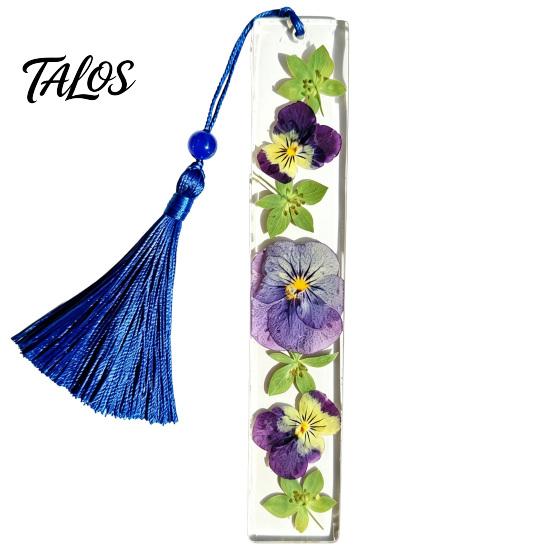 Marcador de Páginas Talos de Flor Real en Resina, Marcador de Página Seca de los 12 Meses, Marcador Prensado Hecho a Mano para Lectores, Regalo para Amantes de los Libros