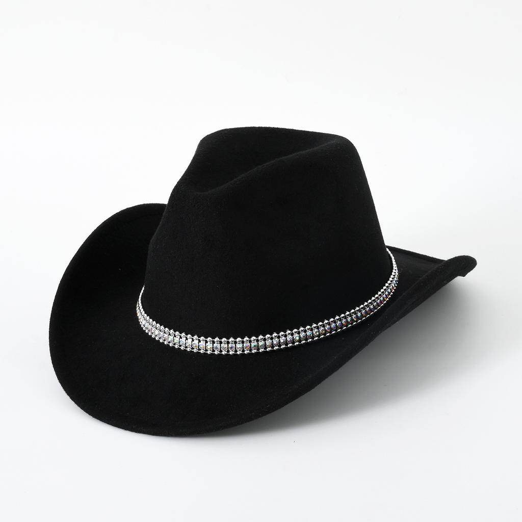 Men's and women's fedora hats, fashionable French jazz hats, three-dimensional rhinestones, silver square diamonds, and beach travel.