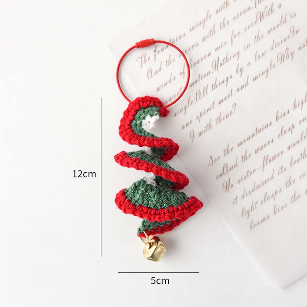 4 Hand Knitted Wool Yarn Christmas Tree Pendants Soft Crochet Decorations for Car Mirrors Doors Walls and Backpacks