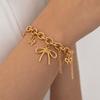 Love Heart Gold Plated Bracelet Flower Charm Bangle Sweet Hollow Bracelet  Wedding