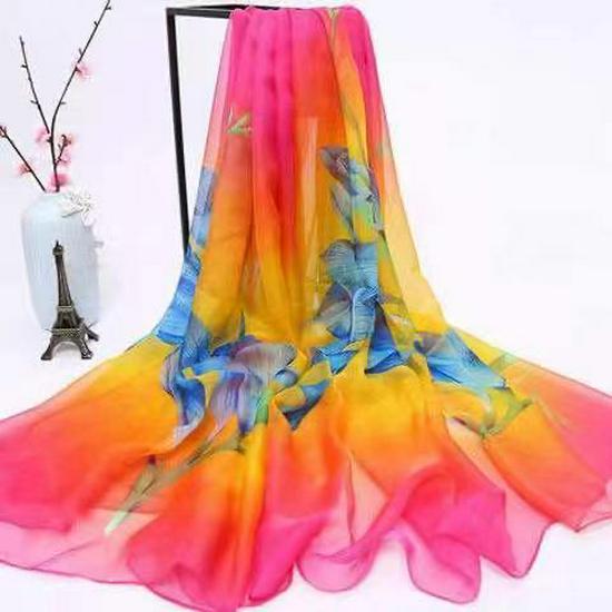 Women's Lightweight Silk Scarf - Spring/Fall Sun Protection, Extra Large Beach Towel & Dance Wrap
