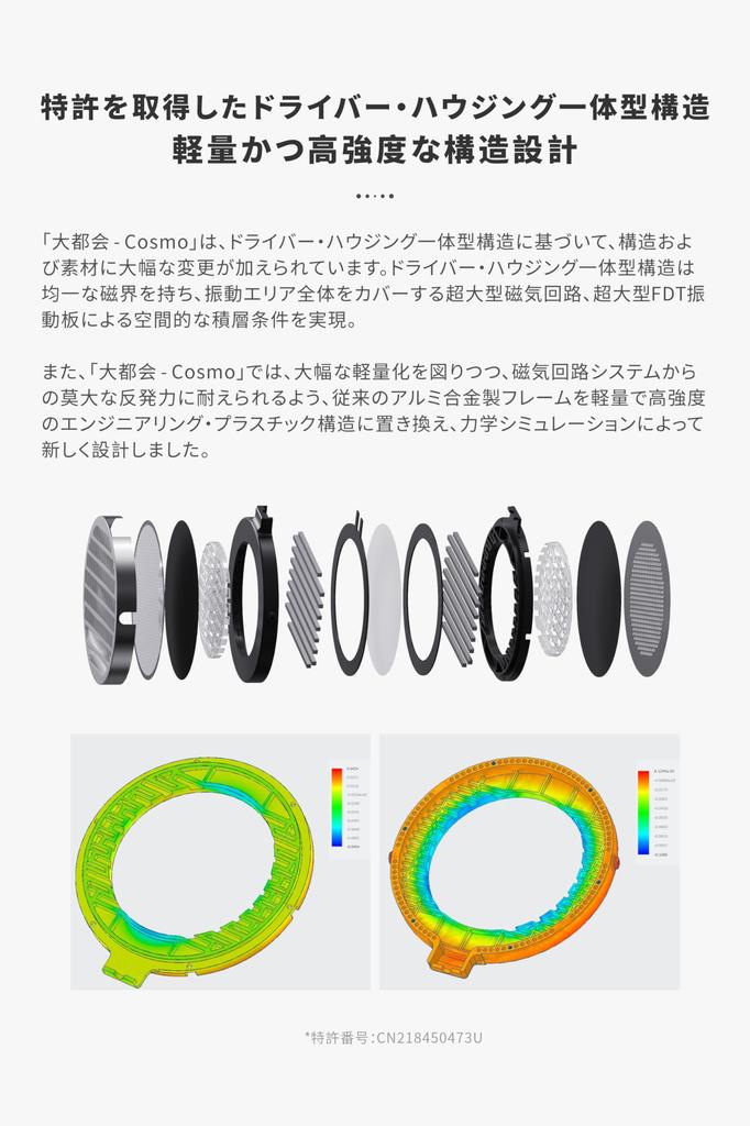 MoonDrop Cosmo Monitor 500nm 100mm Diameter Large Replaceable Cable FDT Full Drive Frequency Response Free Headphones, Ultra-Thin Low-Tension