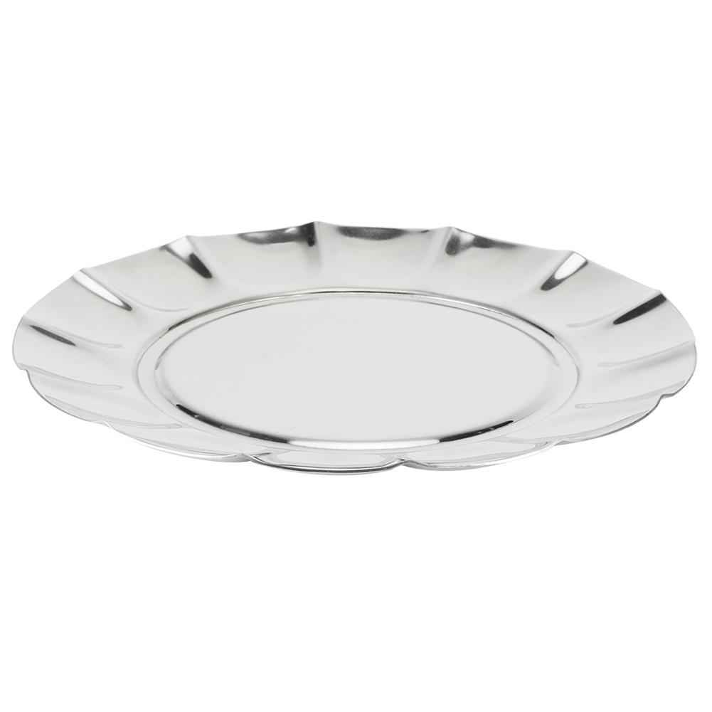 Stainless Steel Round Dinner Plate Dish Food Fruit Snacks Tray Tableware Kitchen Accessory7in