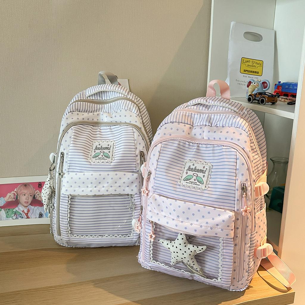 Schoolbag Vitality Soft Fog Powder Lace Polka Dot Backpack Girlfriend Daily Class Weekend Travel Sweet Backpack