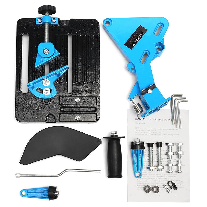 115-125 Angle Grinder Stand Grinder Holder Support Cast Iron Base Bracket Holder Sliver+Blue