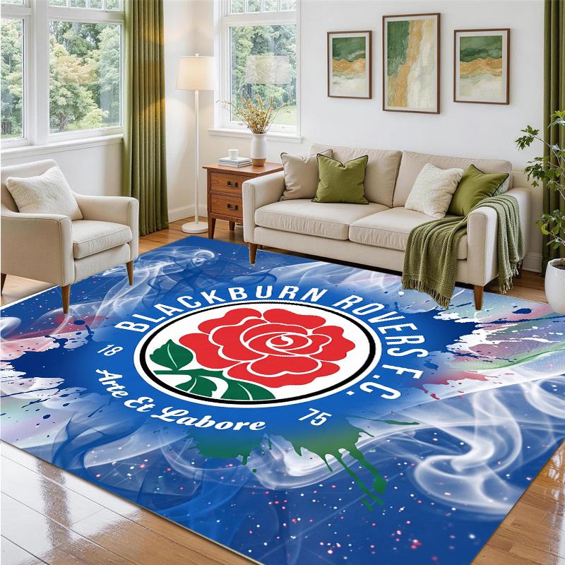 Blackburn Rovers Football Design Crystal Velvet Rug Soft Decorative Mat for Bedroom Entrance