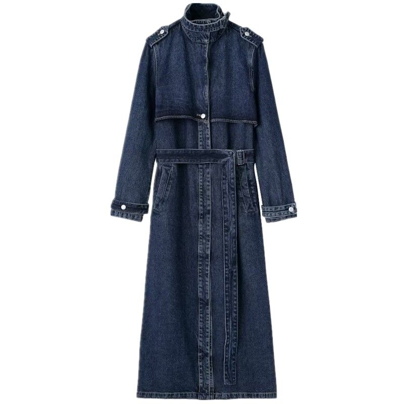 

Женский стильный джинсовый тренч средней длины Blue L