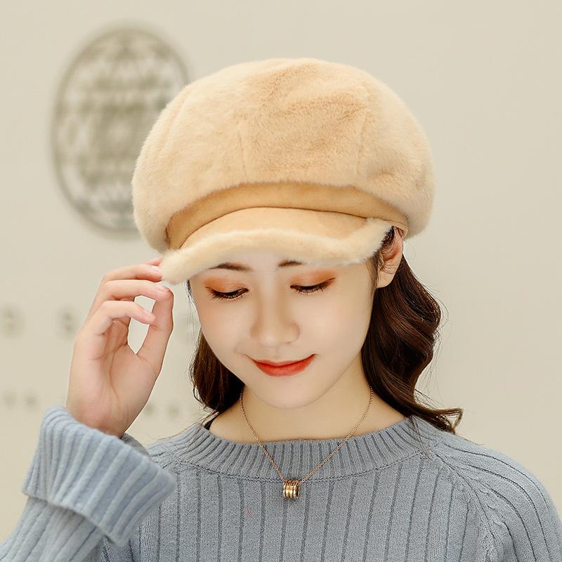 

Осень и Зима Плюшевый Модный Женский Берет Уличная Теплая и Повседневная Шляпа с Утиным Язычком One Size
