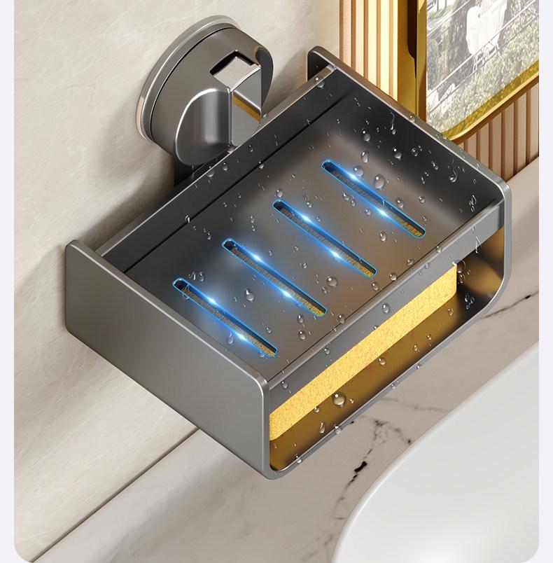 Wall-Mounted Soap Holder with Suction Cup for Bathroom Storage