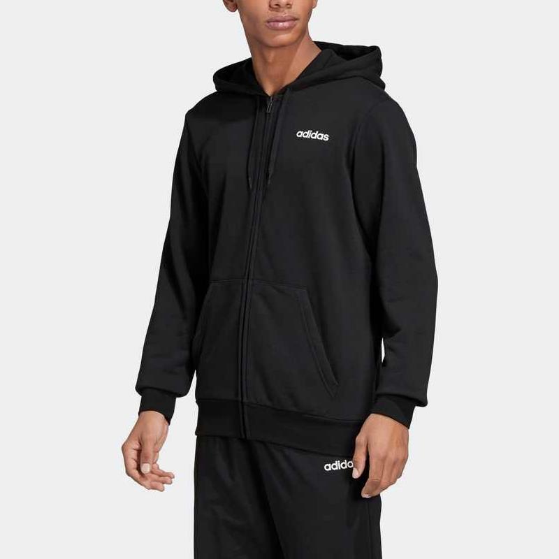 Adidas Essentials Plain Full-Zip Fleece Jacket Men Jacket Black DU0383