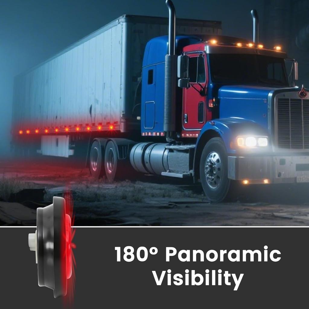 5Pcs 2 Inch Round Led Red Trailer Marker Lights, Led Side Marker Lights With 2 Prong Plug, IP67 Waterproof Clearance Lights For Truck Camper RV